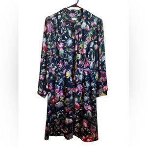 J.Crew Long Sleeve Navy Blue Dress w/Floral Print Size M